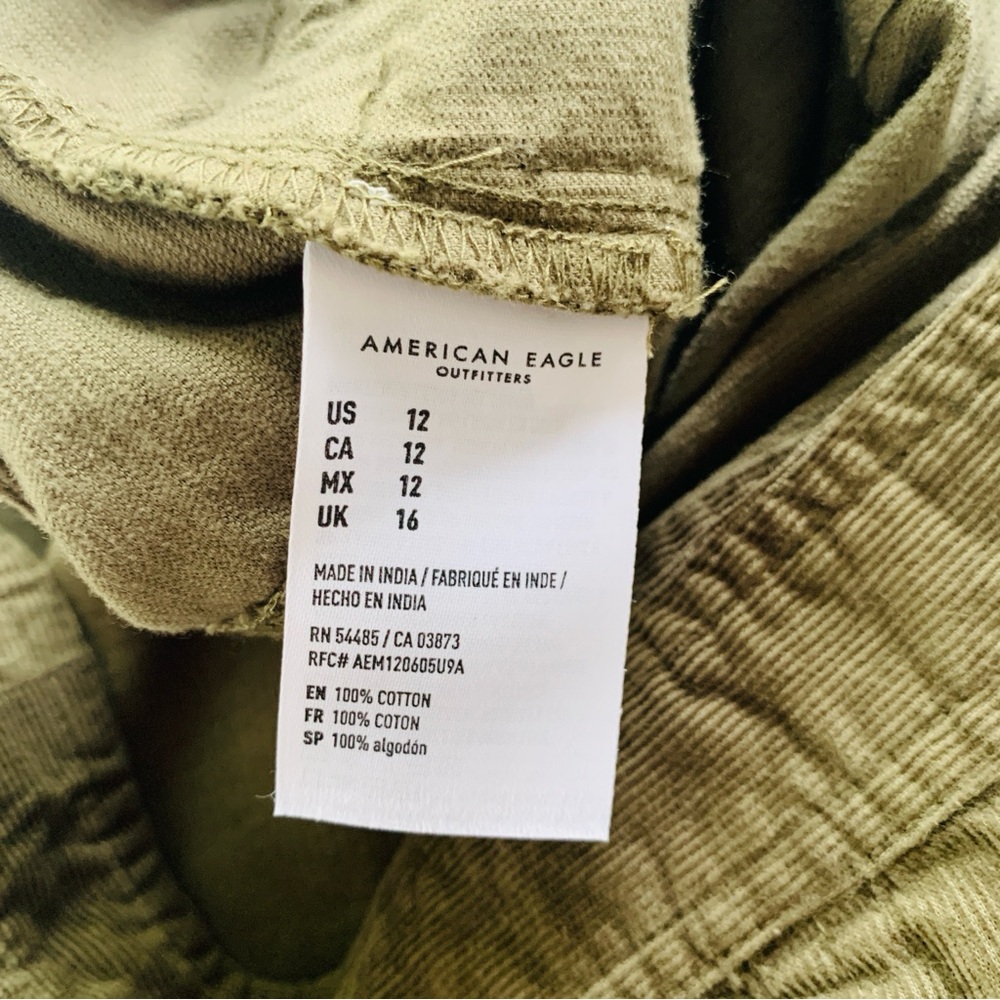 American Eagle Green Button Front 100% Cotton Corduroy Skirt | Size 12 - Picture 4 of 9